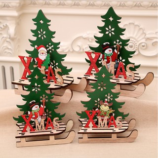 Đồ gỗ trang trí Noel Giáng Sinh hình xe trượt tuyết