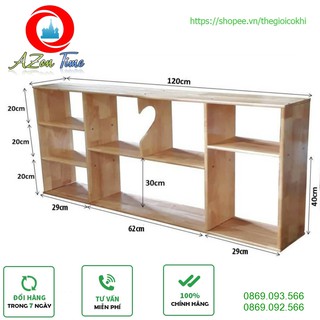 Kệ Sách Treo Tường (SALE SẬP SÀN) Rộng 1m2 Gỗ Tự Nhiên Chắc Chắn, Bền Bỉ - Azonshop