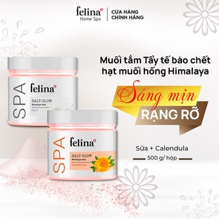 Combo 2 hộp Muối tắm tẩy tế bào chết body Felina Home Spa 500g/ hộp từ muối hồng Himalaya tinh khiết 100% thiên nhiên