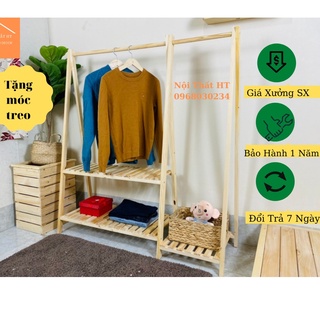 [Mã LIFEHL50K giảm 10% đơn 200K] Kệ treo quần áo chữ A đôi, Giá treo quần áo gỗ thông không mối mọt -NỘI THẤT HT