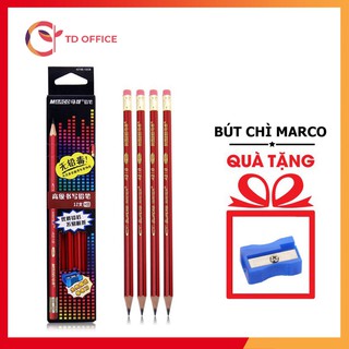 Bút chì 2B marco đỏ đẹp nét viết cực đậm - 12 cây/ hộp - 4212E-12