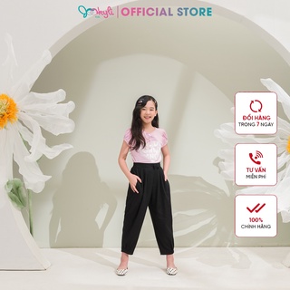 Áo thun JOOKYLI bé gái màu hồng thêu chữ 57G0942