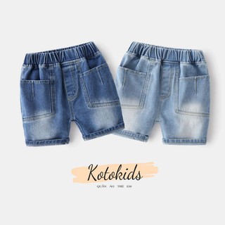 Quần Jean cho bé WELLKIDS quần short jean họa tiết đơn giản chất bò mềm KZ3221