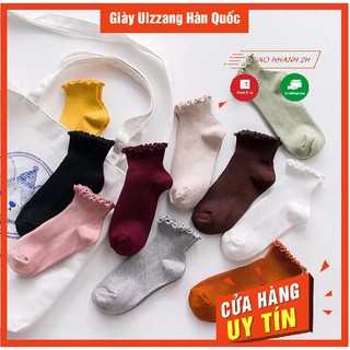 Tất vintage ngắn cổ bèo viền Hàn Quốc đủ màu