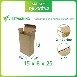 15x8x25 - 25 hộp carton nắp gài 2 đầu vuông vức, hộp chữ nhật V1008