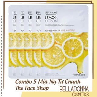 Combo 5 Mặt Nạ Làm Sáng Da Chiết Xuất Từ Chanh The Face Shop Real Nature Lemon 20g x 5 gói