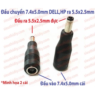 Chân kim to 7.4*5.0mm, 7.9*5.5mm sang 5.5*2.5mm đầu chuyển sạc laptop