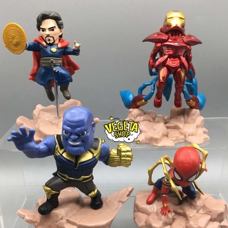 Mô hình Avengers Marvel - Bộ mô hình 4 nhân vật Avengers - Iron Man Spider Man Thanos Doctor Strange - Cao 11cm