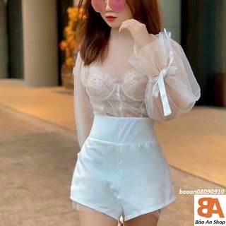 Áo lưới tay cột nơ (ko kèm áo bra)