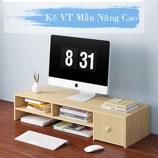 Kệ Màn Hình Máy Tính Kèm Ngăn Tủ Giá Sách Gỗ MDF