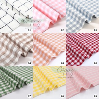 Vải cotton caro 50x50cm làm vải trang trí, nguyên liệu may buộc tóc scrunchie, khăn bandana - Gippy Decor