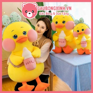 Gấu Bông Vịt Ôm Bình Sữa, Thú nhồi bông chú vịt má hồng siêu đáng yêu, Quà tặng cao cấp Gaubongxinh.vn