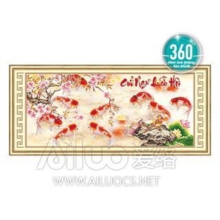 TRANH ĐÍNH ĐÁ ABC 9 cá Cửu Ngư Quần Hội Ailuo AL77275 |150x68cm| _Chưa đính