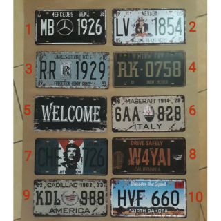 Tranh bảng thiếc vintage mẫu biển số xe 15x30cm
