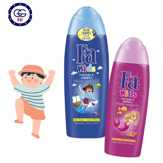 Sữa tắm gội Fa Kids 2in1 cho trẻ em giúp làm sạch và cấp ẩm, an toàn cho bé, nội địa Đức, GGEU