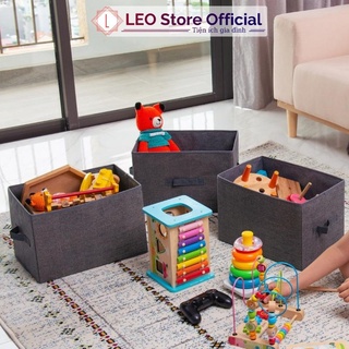 Hộp vải đựng đồ đa năng có nắp liền Hộp vải đựng đồ chơi, quần áo đồ lót sách vở và các đồ dùng trong gia đình Leos