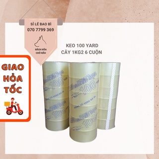 Cây Băng Keo 1KG2 100 Yard [ 6 Cuộn/ Cây] Siêu Tiết Kiệm cho Shop [ Hàng Mới]