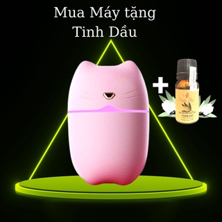 Máy Phun Sương Tạo Ẩm Mini Mèo  Humidifier  Cho Phòng Ngủ &amp; Trên Ôtô Khuếch Tán Tinh Dầu Phun Sương Tỏa Hương Đuổi Muỗi