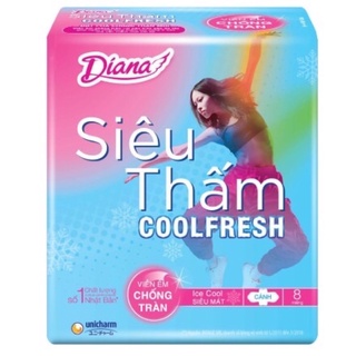 BĂNG VỆ SINH DIANA SIÊU THẤM COOL FRESH CÁNH 8 Miếng