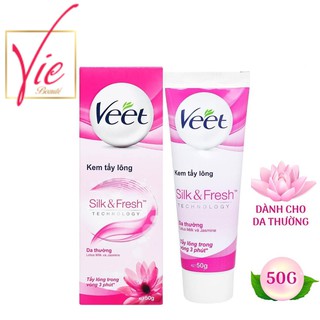 Kem Tẩy Lông VEET cho da thường - VEET Silk &amp; Fresh Hair Removal Cream, Normal Skin 50G