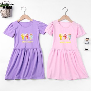 Đầm Bé Gái In Hình Trái Tim