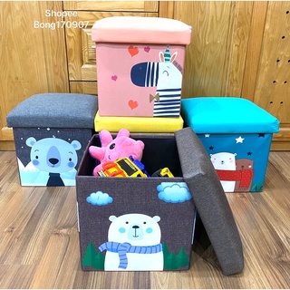 Đôn ghế trẻ em kiêm hộp đựng đồ so cute chất vải oxfort 600d cứng cáp
