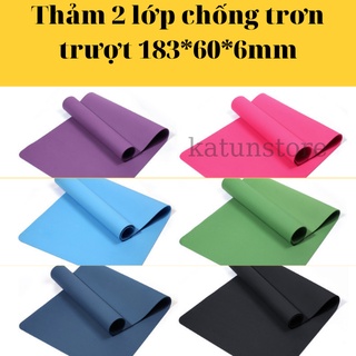 Thảm Tập Gym Thảm Yoga  Chống Trơn Trượt Cao Cấp Dày 6mm 2 Lớp [ Frre Ship Tặng Kèm Túi Đựng]