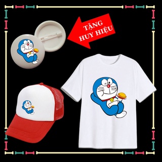Combo Áo Mũ Doremon hài hước, vui nhộn cho trẻ em Tặng HUY HIỆU Doremon dễ thương cho bé