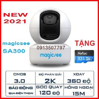 ccamera giám sát Wifi Magicsee SA300 tặng thẻ nhớ – 3mpx QHD 2K Xoay 360 độ tối đa 2k (3mpx) - Bh1 năm - Magicsee S