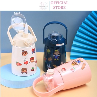 Bình nước giữ nhiệt từ 6 đến 8 giờ cho bé có ống hút kiểu dáng dễ thương chất kim loại không gỉ XIAOMIMI D2.084.HO