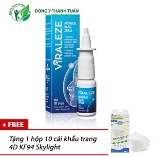 Chai xịt mũi VIRALEZE Starpharma Úc - Tặng 1 Hộp 10 cái khẩu trang 4D KF94 Skylight có chứng nhận FDA