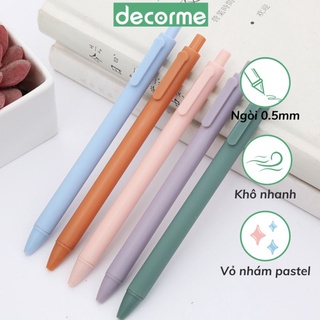 Bút gel đen vỏ pastel retro Nhám Decorme viết gel bấm 0.5mm Muji văn phòng phẩm