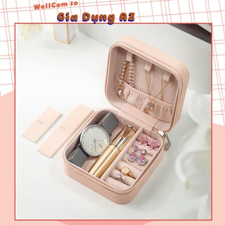 Hộp khay đựng đồ trang sức mini nhiều ngăn bọc da vải nhung có khóa kéo tiện lợi nhỏ gọn AZ S2300