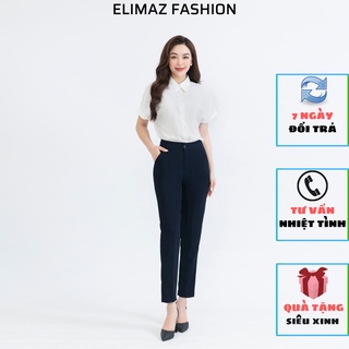 Quần Tây Âu Nữ Công Sở Elimaz Đai Trơn Ống Đứng Màu Xanh Than Q2008