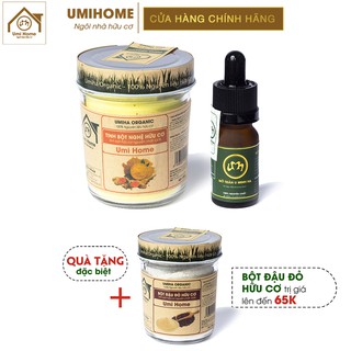 Combo Đắp Mặt Dưỡng Trắng Da, Ngừa Thâm Mụn, Tàn Nhang UMIHOME gồm Tinh Bột Nghệ 135g, Mỡ Trăn 10ml. Tặng Bột Đậu Đỏ135g