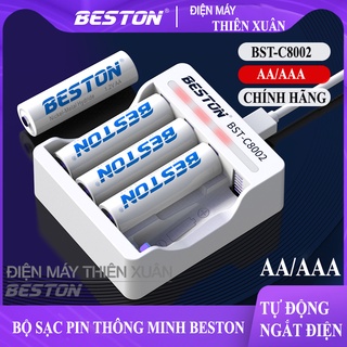 Sạc Pin Tự ngắt AA AAA Beston C8002, pin dung lượng cao Cho Micro Karaoke loa, đồ chơi trẻ em, đồng hồ, đèn flash