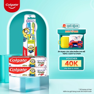 [Mã FMCGCO5 giảm 8% đơn 250K] Bộ 2 kem đánh răng 90g và bàn chải Colgate cho trẻ em Minion