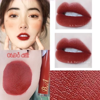 [06 Đỏ Đất] Son Kem Lì Nắp Vàng Cao Cấp B.A Màu Đỏ Đất