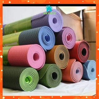 Thảm yoga chống trượt định tuyến cao cấp  mat gym thể dục tại nhà TPE cao su chống trơn trượt 2 lớp 6mm VD1