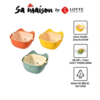 Rổ nhựa chữ nhật kèm chậu xoay thông minh làm ráo nước Sa Maison - 271491