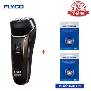 Combo Máy Cạo Râu Flyco FS873VN 2 Lưỡi Kép Kháng Nước &amp; 2 Lưỡi Dao FR6VN - Hàng Chính Hãng