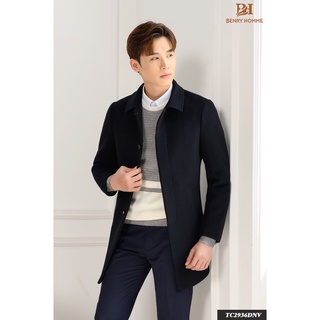 Áo khoác dạ Nam Benry Homme, Màu xanh than, Chất liệu dạ lông cừu cao cấp, Sản phẩm chính hãng Hàn Quốc