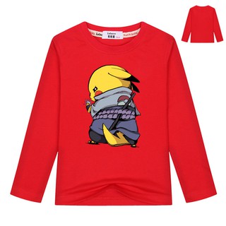 áo thun dài tay cho bé trai Anime Naruto Uzumaki Pikachu Tops Tee Quần áo trẻ em cotton