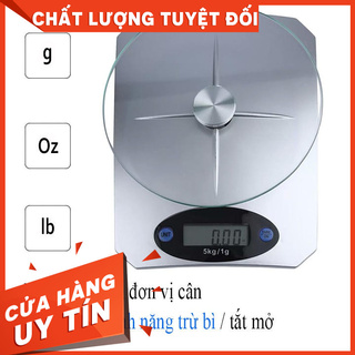 [Bảo Hành 1 Năm] Cân Điện Tử Nhà Bếp Mini Mặt Kính Cường Lực 5kg