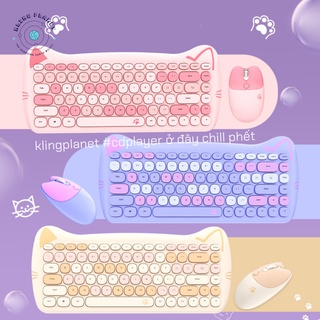 [TẶNG PIN+CHỔI+STICKER]Bộ bàn phím+chuột không dây mèo xinh MOFII FERRIS phím vuông mix màu gõ êm tai xinh xắn dễ thương