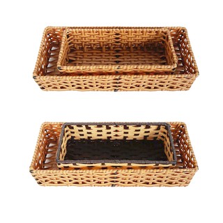 Khay mây nhựa để vật dụng gia đình, dụng cụ học tập.