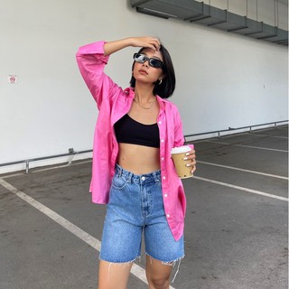Là min - Quần Jeans Shorts Màu Xanh Denim