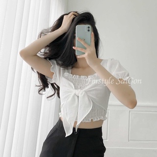 Áo tay phồng nhún thân nơ ngực croptop ulzzang thời trang nữ Fmstyle Saigon 21SU062X1504