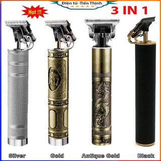 Tông đơ cắt tóc cạo râu kiêm chấn viền đầu sạc USB cao cấp tiện dụng,tông đơ tặng kèm 8 phụ kiện