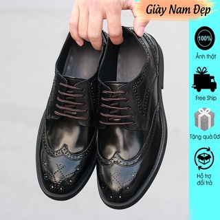 Giày đốc nam da bò, cổ ngắn phong cách công sở mã D06
